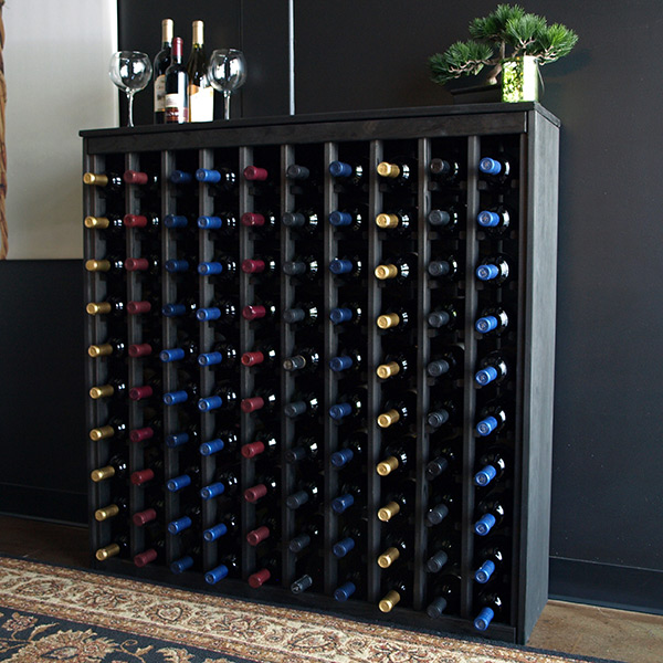 100 Bottle Cabinet Wine Rack Furniture Pine Wine Storage Kit With Black ...